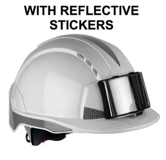 picture of JSP EVOLite - CR2 - White Safety Helmet Vented with Standard Peak - Revolution Wheel Ratchet and ID Badge Holder - [JS-AJB170-D00-100]