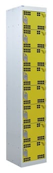 picture of QMP Tool Charging Locker - Perforated Door - Standard Plug - 8 Compartment - Yellow - 1800H x 450W x 450D mm - [QM-BL1845458YPX]