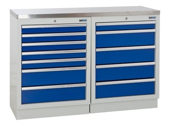 picture of BiGDUG 1361mm Wide Workbench - 7 Drawer Cabinet - 5 Drawer Cabinet - Stainless Worktop - [BDU-TGC54GBS] - (LP)