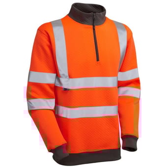 picture of Brybsworthy - Orange Hi Vis 1/4 Zip Sweatshirt - LE-SS01-O