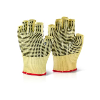 Picture of Beeswift Kevlar Fingerless Dotted Medium Weight Latex Gloves - BE-KFLGMWD