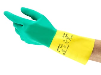 picture of Ansell AlphaTec 87-900 Natural Rubber Latex & Neoprene Green/Yellow Glove - Pair - AN-87-900