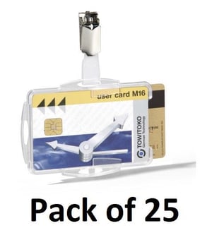 picture of Durable - Dual Security Pass Holder with Clip for 2 ID Cards - Transparent - Pack of 25 - [DL-821819]