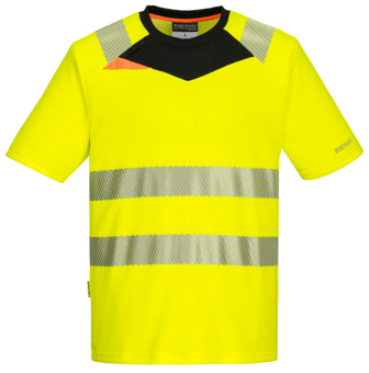 picture of Portwest - DX4 Hi-Vis T-Shirt S/S - Polyester Pin Mesh - Yellow/Black - PW-DX413YBR