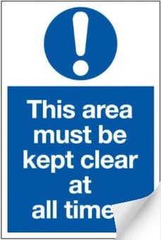 picture of Keep Area Clear Sign LARGE - 400 x 600Hmm - Self Adhesive Vinyl - [AS-MA10-SAV]