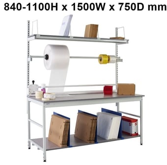 picture of QMP Pack Tek Individual Workbench Kit 3 - 840-1100H x 1500W x 750D mm - Laminate Worktop - [QM-BPI841575PL3]