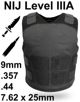 picture of VestGuard - Ultra Covert Body Armour - NIJ Level IIIA - Stab and Bullet Protection - Black - VE-UC102-NIJ3A-BK