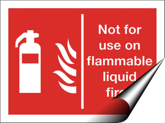 picture of Not for Flammable Liquid Fires Sign - 200 X 150Hmm - Self Adhesive Vinyl - [AS-FI38-SAV]