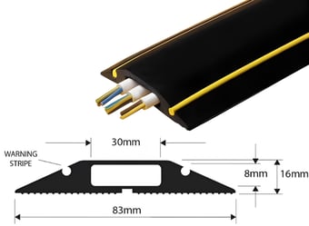 picture of Vulcascot Superior Hi Viz Office Floor Cable Protector - 30 x 10 mm Channel - Black and yellow - Price per meter - [VS-HAZ2]