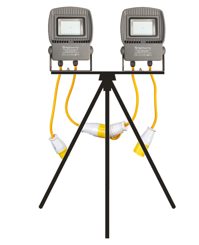 picture of Nightsearcher - LinkStar Site Floodlights Twin - 2 x 100W AC Linkable Heads with SL Tripod - [NS-NSLINKSTAR100-TWIN]