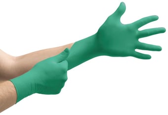 picture of Ansell TouchNTuff 92-600 Green Powder-Free Disposable Green Gloves - Box of 100 - AN-304575