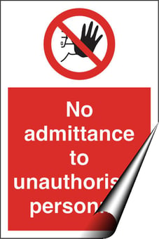 Picture of No Admittance To Unauthorised Personnel Sign LARGE - 400 x 600Hmm - Self Adhesive Vinyl [AS-PR51-SAV]
