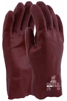 picture of UCI Red PVC Fully Coated 28cm (11 inch) Medium Length Gauntlet - [UC-R127]