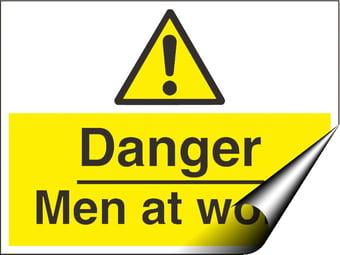 picture of Danger Men at Work Sign - 600 x 450Hmm - Self Adhesive Vinyl [AS-WA126-SAV]