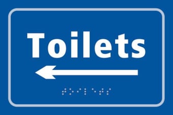 picture of Toilets arrow left – Taktyle (225 x 150mm)  - SCXO-CI-TK2031WHBL