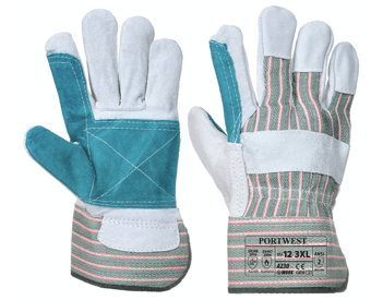 picture of Portwest A230 Double Palm Grey Rigger Leather Gloves - Pair - [PW-A230GRR] - (LP)