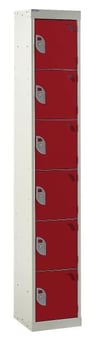 picture of QMP Tool Charging Locker - Solid Door - RCD Plug - 6 Compartment - Red - 1800H x 450W x 450D mm - [QM-BR1845456RSX]