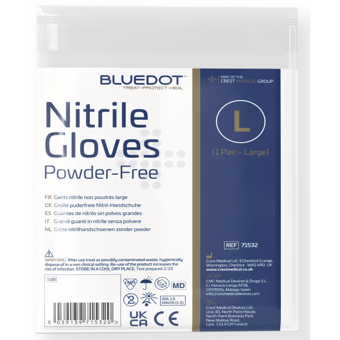 picture of Blue Dot Nitrile Large Powder-Free Non-Sterile Gloves - Pair - [CM-71532]