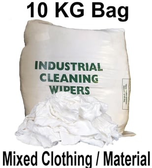 picture of No1 White Clothing Rags - 10Kg Box - Mixed Clothing and Material - [MW-WC10KGBAG] - (HP)
