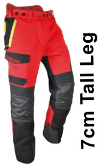 picture of Solidur INPA Class 1 Type A Infinity Chainsaw Trousers Red - 7cm Tall Leg - SEV-INPA7P