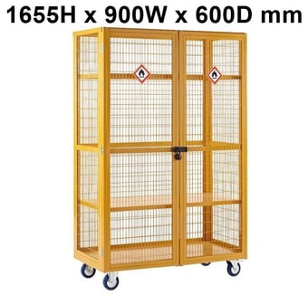 picture of QMP Hazardous Boxwell Trolley With Doors - Plywood - 1655H x 900W x 600D mm - [QM-XD169060HZPY] - (LP)