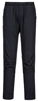 Picture of Portwest - Surrey Chefs Trouser - Black - Kingsmill Cotton With Texpel Finish - 190g - Regular Leg - PW-C072BKR