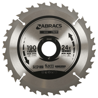 picture of Abracs TCT Blade 190mm x 1.5mm x 30mm - 24T Wood Rip Cut Type - [ABR-TCT19024]