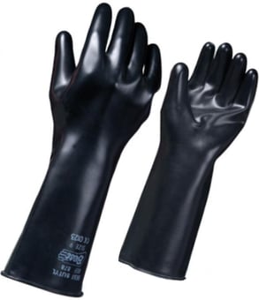 picture of Butyl Showa Best 878 Fully Coated Chemical Butyl Black Rubber Gloves - GL-BST8782