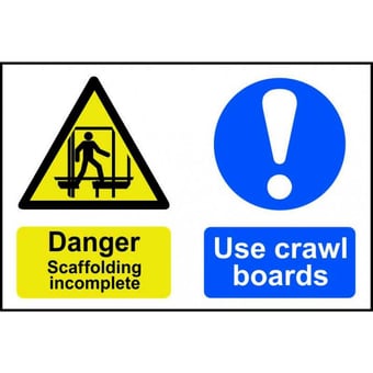 Picture of Spectrum Danger Scaffolding Incomplete Use Crawl Boards - PVC 600 x 400mm - SCXO-CI-4008