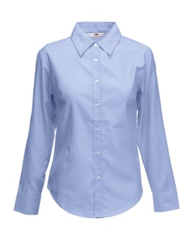 picture of Fruit Of The Loom Lady-Fit Long Sleeve Oxford Shirt - BT-65002-OXFORDBLUE - (DISC-R)