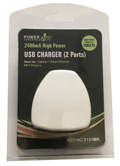 picture of Power Plus 2 Port USB Charger Plug - 2400mA - [PU-9151] - (DISC-R)