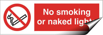 picture of No Smoking or Naked Lights Sign - 300 X 100Hmm - Self Adhesive Vinyl - [AS-PR17-SAV]