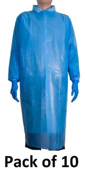 picture of Supreme TTF Disposable CPE Gown - Blue - Non Sterilized - Pack of 10 - [HT-CPE-GOWNS]