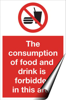 picture of Food and Drink Forbidden Area Sign LARGE - 400 x 600Hmm - Self Adhesive Vinyl - [AS-PR100-SAV]