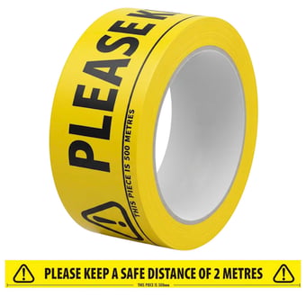 picture of Black/Yellow PVC Social Distance Tape - 48mm x 33 meters - [EM-2M]