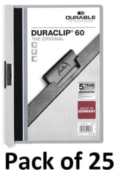 picture of Durable - DURACLIP® 60 Clip Folder - A4 - Grey - Pack of 25 - [DL-220910]