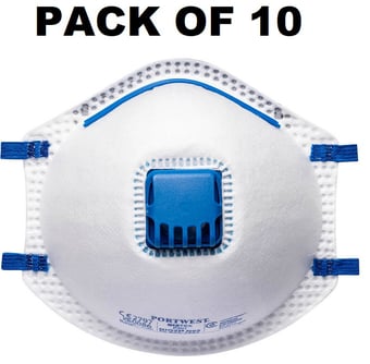 picture of FFP2 Particulate Moulded Valved Disposable Masks - Pack of 10 - [PW-P201WHR]