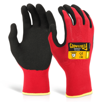 picture of Glovezilla Nitrile Nylon Red Gloves - BE-GZ103RE