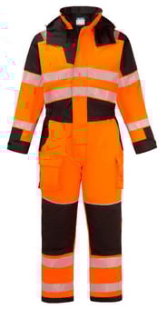 picture of Portwest FR516 - PW3 Modaflame Rain+ Hi-Vis Multi-Norm FR Winter Coverall - Orange/Black - PW-FR516OBR