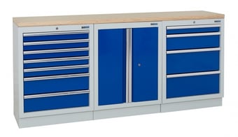 picture of BiGDUG 2041mm Wide Workbench - 7 Drawer Cabinet - 2 Door Cupboard - 4 Drawer Cabinet - Multiplex - [BDU-TGC513GBM] - (LP)