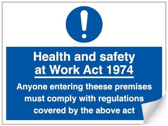 Picture of Health and Safety at Work Act 1974 Sign - 600 x 450Hmm - Self Adhesive Vinyl - [AS-MA120-SAV]