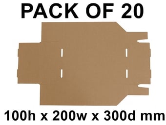 picture of BiGDUG Flat Packed Cardboard Parts Bins - 100h x 200w x 300d mm - Pack Of 20 - [BDU-CPB12320]
