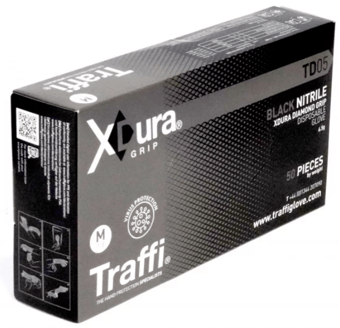 Picture of TraffiGlove TD05 X-Dura Grip Nitrile Disposable Glove Black - TS-TD05