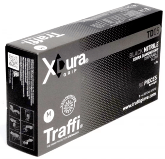 Picture of TraffiGlove TD05 X-Dura Grip Nitrile Disposable Glove Black - Box of 25 Pairs - TS-TD05