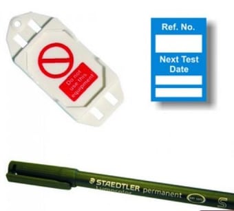 Picture of Next Test Mini Tag Insert Kit - Blue (20 AssetTag holders, 40 inserts, 1 pen) - [SCXO-CI-TG60BK]