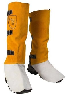 picture of Rhino Tec Leather Welders Welding Gaiters - Touch & Close Straps - Tan Brown - [FU-AC211-000-282]