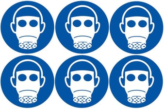 picture of Safety Labels - Respirators Symbol (24 pack) 6 to Sheet - 75mm dia - Self Adhesive Vinyl - [IH-SL33-SAV]