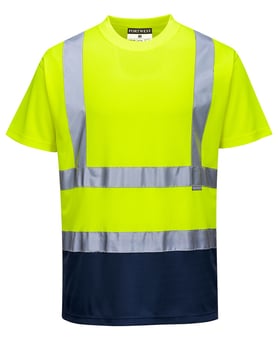 picture of Portwest S378 - Hi-Vis Contrast T-Shirt S/S - Yellow/Navy - PW-S378YNR