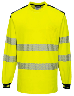 Picture of Portwest - PW3 Hi-Vis Yellow/Black T-Shirt Long Sleeve - PW-T185YBR