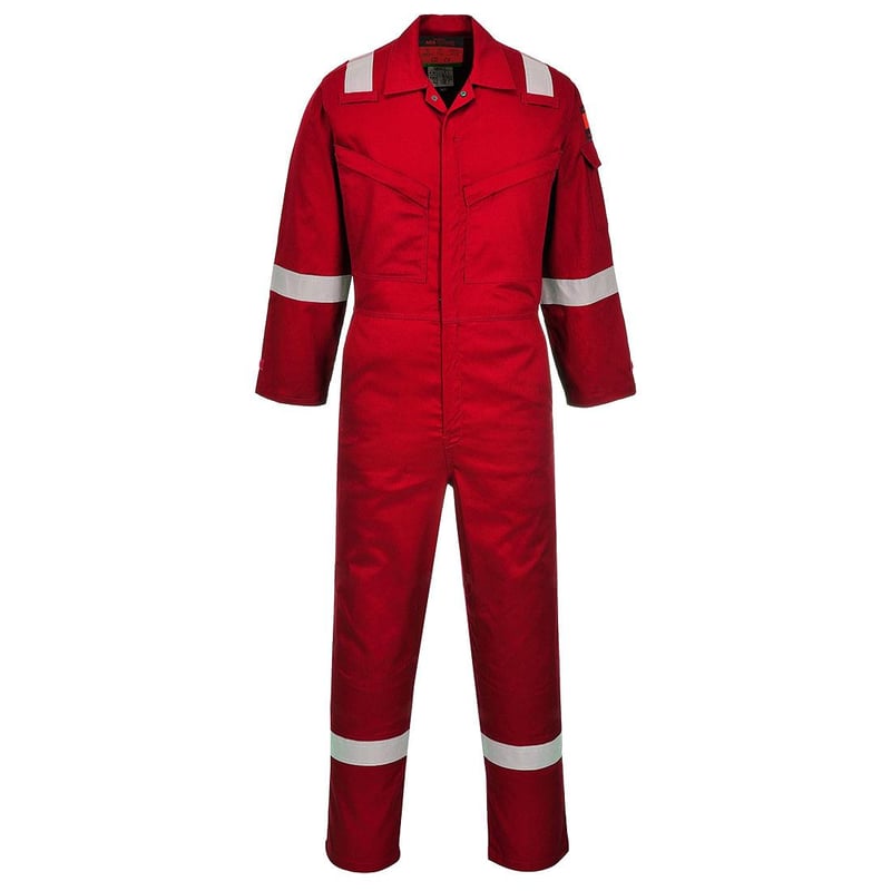 picture of Portwest - Red Araflame Silver Coverall - Conforms to EN ISO 11612, EN 1149 -5 and ASTM F1959/F1959M - PW-AF73RER